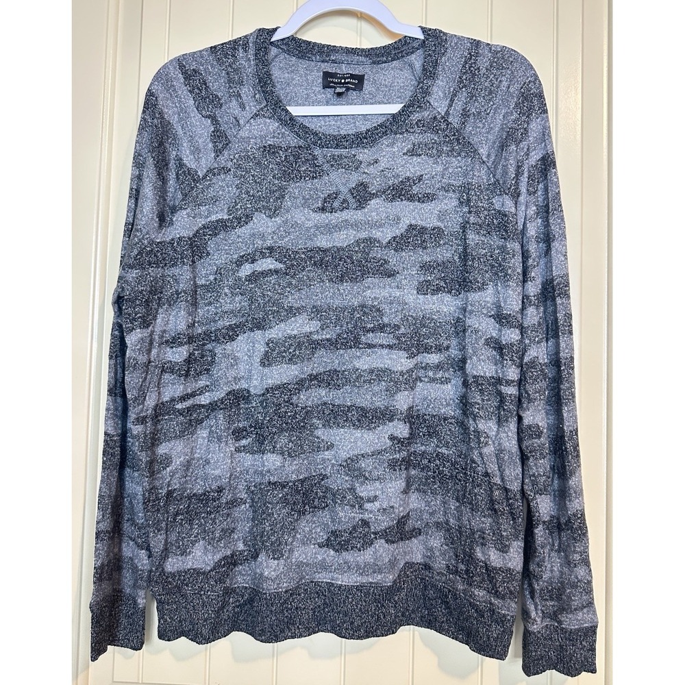 Lucky Brand Womens camo knit lightweight long sleeve sweater siz XL NWT viscose
